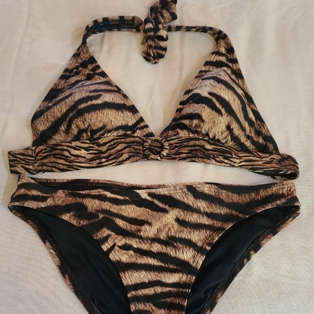 Michael Kors Tiger Print Bikini - Black and Brown